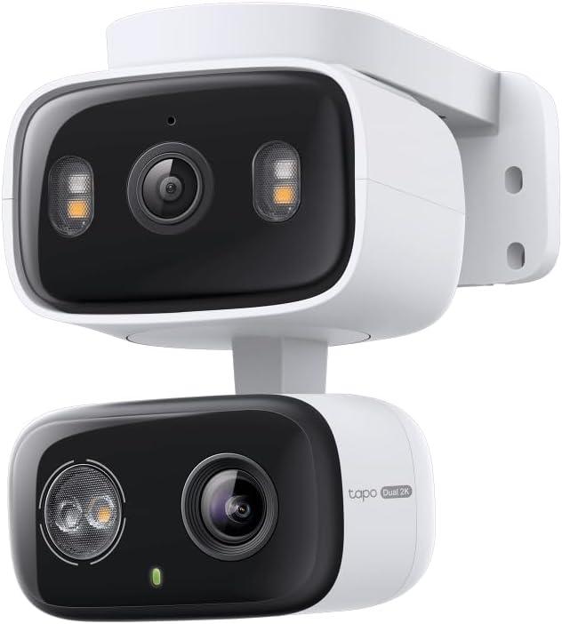 Tapo 2K Indoor/Outdoor Dual Lens Pan/Tilt Wired Security Camera - 125 Wide-Angle View + 6mm Zoom, Motion Track, Person/Vehicle Detection, Subscription-Free Local Storage or Optional Cloud, C246D