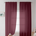 Simplebrand Plum Purple Sheer Curtains 72 Inches Long 2 Panels for Living Room, Rod Pockets Airy Window Treatments Voile Sheer Curtains Panels Lightweight for Front Back Patio Glass Door, 42" Width