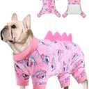 CuteBone Dinosaur Costume Dog Pajamas, Stretchy Spandex Crystal Velvet Sleepwear Coat for Small Dogs, Soft & Warm Pet Outfit Clothes for Cold Weather, Cozy Pullover Design COSP09M, Medium