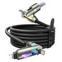 LISEN USB C to Lightning Cable, Chubby 240W 4 in 1 Charging Cable 6.6FT, USB A/C to C/Lightning with Light for Valentines Day Gifts Fits iPhone 17 16 15 14 Pro Max/MacBook/iPad/Samsung S25/Switch/PS5