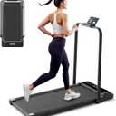 Walking Pad Under Desk Treadmill, Portable Compact Electric Walking Treadmill with Foldable Handle Bar, Quiet Fitness Machine with Remote Control & LED Display for Home Office, Black
