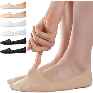 No Show Socks Women Non Slip Low Cut Ice Silk Surface Thin Invisible Liner Footies For Flats Loafers Lightweight 6 Pair (US, Numeric, 5, 9, Regular, Regular, Black*2/ White*2/ Nude*2)