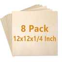 8 Pack Baltic Birch Plywood Sheets - 12 x 12 x 1/4 Inch, 6mm, Unfinished, for Painting, DIY Projects, Wood Burning, Architectural Models, Laser Cutting & Engraving