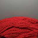 L'AGRATY Chunky Knit Throw: 72''x84'' Chenille Blanket for Bed Couch - Handmade Thick Big Cable Knit - Large Crochet Rope for Home Decor (Red)