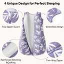 Baby Sleep Sack 6-12 Months 1.5 Tog Baby Wearable Blanket 100% Cotton Fabric Warm Sleeping sack with 2-Way Zipper Quilted for Infant Newborn Tog Purple Leaves (Medium)