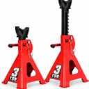 Car Jack Stands 3 Ton (6,000 LBs) Capacity, Adjustable Height and Double Locking, Extra Reinforced Car Lifting Stand, 2 Pack(Red)