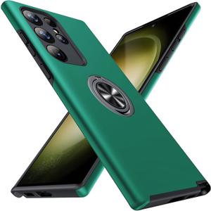 JAME for S23 Ultra Case, Slim Soft Bumper Case for Galaxy S23 Ultra, with Ring Holder Kickstand for Samsung S23 Ultra Cover, Military-Grade Protection for Samsung Galaxy S23 Ultra Case, Green
