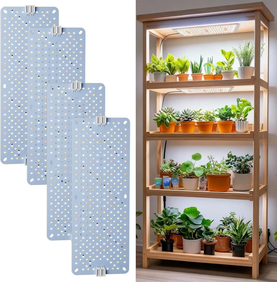 Grow Lights for Indoor Plants Full Spectrum,High PPFD 768LEDs Plant Lights with 4/8/12/16/20H Timer, Flexible Series & Parallel Connection for Indoor Growing(4 Pack)