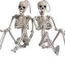 2 Pack 16 Inches Halloween Decoration, Body Posable Skeleton Realistic Human Bones with Posable Joints for Halloween Pose Prop Decor Yard Lawn Garden Patio Outdoor Haunted House Decorations