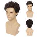 Sallcks Mens Short Curly Brown Wig Synthetic Halloween Party Cosplay Costume Full Wigs for Men