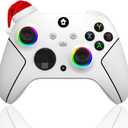 BETMI for Controller Wireless with 2.4GHz Adapter/Hall Effect Trigger & Joystick/Turbo/Macro/Mapping/Dual Vibration/RGB Light, Gamepad Compatible with PC (White)