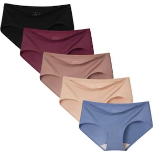 INNERSY Women's Soft & Thin No Show Modal Underwear Quick Dry Panties for Summer 5-Pack (X-Large, Morandi)