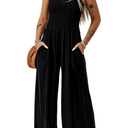 Dokotoo Women's Casual Loose Overalls Jumpsuits One Piece Sleeveless Wide Leg Long Pant Rompers With Pockets, S.
