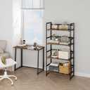 BHG Vintage Multifunctional Folding Bookshelf, No-Assembly Plant Stand Storage Rack Shelves for Home Office (Fire, 4-Tier)