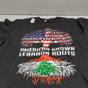 Womens American Grown Lebanon Roots Flag Lebanese Proud Lebanese V-Neck T-Shirt, Size XL