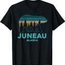 Juneau Alaska Grizzly Bear Souvenir T-Shirt (Small, Black)