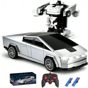 Remote Control Cyberpickup Toy Transform Robot Toy for Boys Girls 2.4Ghz RC Car 2 in 1 Transforming Truck with Light Effect 1/ 24 Vehicle 360° Rotation Car Birthday Charistmas Gifts for Kids