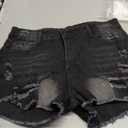 Women's Stretch Ripped Denim Shorts Mid Waist Casual Frayed Raw Hem Distressed Jean Shorts (X-Large, Black)