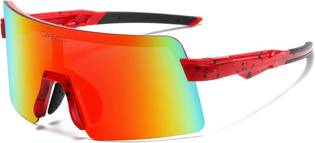 OMEKOL Two Sizes For Adults and Youth Polarized Sunglasses Men Women Outdoor Sport Baseball Glasses UV400 Cycling Eyewear (Ap5)