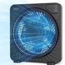 JRD 13" Box Fan with Powerful Airflow, Quiet Cooling Desk Fan with Digital Touch Screen, 3 Speeds, 5 Blades, 15h Timer, Portable Table Fan for Bedroom Office Home Kitchen, Black