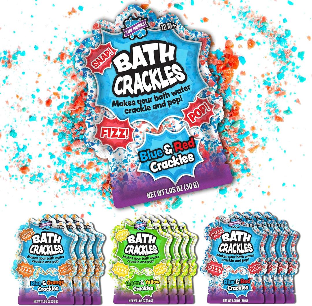 Tub Works Bath Crackles Bath Toy, Variety 12 Pack | Nontoxic & Fragrance-Free | Makes Bath Water Crackle & Pop for a Unique Kids Bath | Swirl Water for Fizzy Fun | Sensory Kids & Toddler Bath Toys