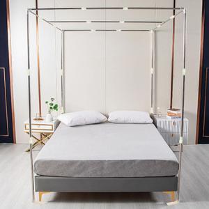 Canopy Bed Frame - Full/Queen/King Size, Adjustable, Stainless Steel Canopy Poles - Silver (Canopy Frame Only)