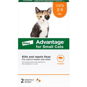 Advantage Topical Cat Flea Treatment and Prevention for Small Cats 2-9 lbs. | Apply Flea Drops Monthly | 2 Treatments (2 Dose (Pack of 1))