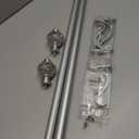 Heavy Duty Curtain Rods for Windows 32 to 58 Inch - 1 Inch Silver Curtain Rod - Adjustable Decorative Drapery Rods with Stacking Tower Translucent Finials and Aluminum Bracket