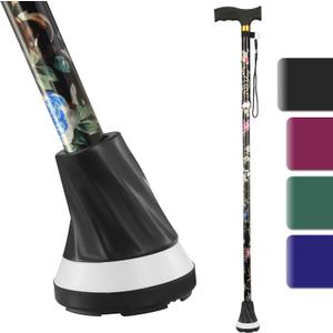 All Terrain Walking Cane for Man/Woman - Adjustable Shock Absorption Cane with Floral Surface Print, Canes for Women, Canes for Women for Stability - Lightweight Senior Balance Support Cane