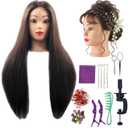 Mannequin Head with 28 inch Hair to Practice Hairstyling Braiding Cosmetology Training Head Mannikin Doll Head for Hairdresser Beginner Learning Teaching