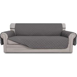 Easy-Going Reversible Oversized Couch Cover for 3 Cushion Couch Sofa Cover for Dogs Water Resistant Furniture Protector Cover with Foam Sticks for Pet Cat (Oversized Sofa, Gray/Gray) (X-Large Sofa)