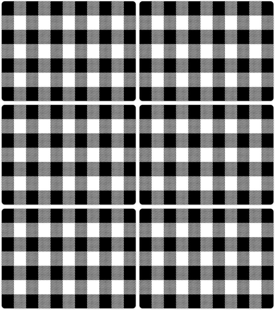 Black and White Plastic Placemats Set of 6 Check Plaid Table Mats Black Buffalo Plaid Place Mats Wipe Clean Washable Table Placemats for Indoor Outdoor Heat Resistant Kitchen Dining Table