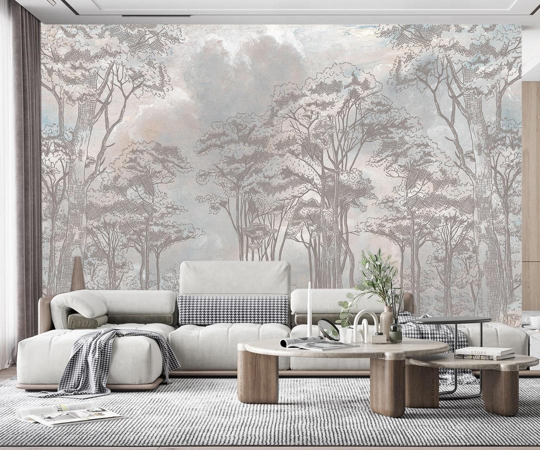 Retro Forest Tree Bedroom Wallpaper Mural Mural53 M 140" Wx102 H(Not Peel and Stick)
