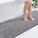 OLANLY Bathroom Rugs 70x24, Extra Soft Absorbent Chenille Bath Rugs, Rubber Backing Quick Dry, Machine Washable Bath Mats for Bathroom Floor, Tub and Shower, Home Decor Accessories, Grey