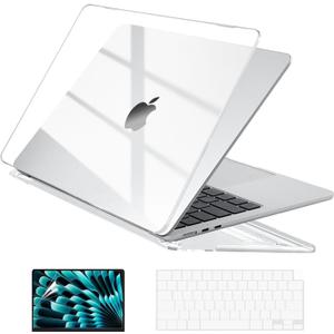EooCoo Case Compatible with MacBook Air 15 inch M5 2026 2025-2023 Release M4 M3 M2 Model A3448 A3241 A3114 A2941, Plastic Hard Shell Case & Keyboard Cover & Screen Protector, Crystal Clear