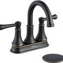TimeArrow Oil Rubbed Bronze 2 Handle Centerset Bathroom Sink Faucet with Pop up Drain, High Arc Modern 4 Inch Bathroom Vanity Lavatory Faucet for 3 Holes with Brass 360 Swivel Spout, TAF067Y-ORB