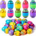 JOYIN 72PCS 2.3" Printed Empty Colorful Plastic Eggs Fillable, Bright Plastic Eggs Bulks for Festival Hunt, Filling Treats, Party Favor, Basket Stuffers, Classroom Prize Supplies