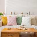 Set of 2 White Easter Egg Faux Fur Throw Pillow Covers 18x18 inches Velvet Spring Pillow Covers for Couch Bedroom Decorations Fluffy Floral Pillowcases for Farmhouse