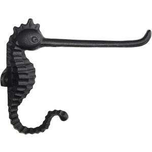 Cast Iron Seahorse Toilet Paper Holder, Heavy Duty DIY Vintage Rustic Iron Roll Tissue Wall Mount Paper Holder Towel Racks with Hardware for Bathroom, Kitchen, Bedroom, Hallway (Black)