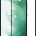 [2 Pack Tempered Glass Screen Protector Frontier Protective Protector for Samsung Galaxy S22 2022 Black with Fingerprint Sensor