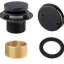 Artiwell Tip-Toe Bathtub Drains Trim Set with Two-Hole Overflow Faceplate, Replacement Bath Drain Trim Kit with 2-Hole Overflow Faceplate and Universal Fine/Coarse Thread (MATT Black)