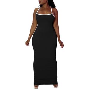 PINSV Women Summer Long Dress Casual Slip Sexy Slim Sleeveless Bodycon Maxi Dresses for Women (Medium)