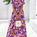 BTFBM Womens Spring 2026 Casual Maxi Dresses Short Sleeve Smocked Tiered Floral Boho Long Beach Dress with Pockets (M)