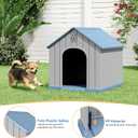 Fancyango Dog House Outdoor Indoor for Small Medium Dogs, Sturdy Plastic Waterproof Doghouse with Air Vents and Elevated Floor, Easy Clean and Assemble (Blue, 26.18''L × 24.02''W × 25.98''H)