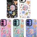 for iPhone 16 Case [Military-Grade Drop Protection/Whimsical Soft TPU Protective/Camera Protection/for Women & Girls]-Glam Disco Floral Collage Art
