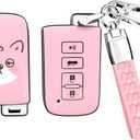 ACEBOY for Toyota Key Fob Cover, Soft TPU Protection Case with Keychain for Toyota Sequoia Highlander XLE Camry Corolla XSE RAV4 Tundra Tacoma (Pink,4 Buttons)