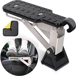 Car Door Step, Universal Fit Door Step for Car Roof Access, Adjustable Stand Pedal for Door Latch, Supports Both Feet, Roof Rack Accessories for Most Car, SUV, Vehicles (Black)