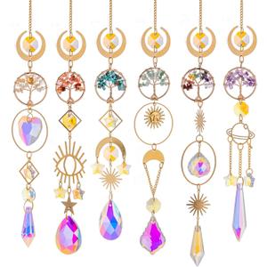 6PCS Crystal Sun Catchers for Windows, Stained Glass Suncatcher Kit with Hanging Crystals, Boho Home Decor, Rainbow Maker for Cottagecore & Whimsical Style