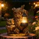 Owl Solar Powered Outdoor Garden Statue, Resin Statue with Solar Light Lantern, Decorative Lawn, Yard Outdoor Owl Decoration. Unique Home Decoration, Gifts for Women Mom,on Mother's Day