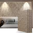 KASARO PU 3D Faux Stone Wall Panels, 4 PCS Wainscoting Panel for Interior Wall Decor, Cement Texture Accent for Home, Office, 47.223.6inch, Stone Yellow